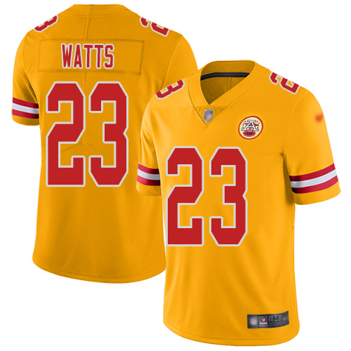Men Kansas City Chiefs 23 Watts Armani Limited Gold Inverted Legend Football Nike NFL Jersey